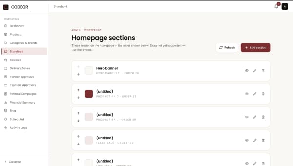 CODEOR administration screen 2